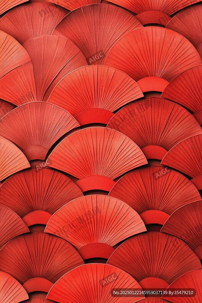 折扇格柵插畫