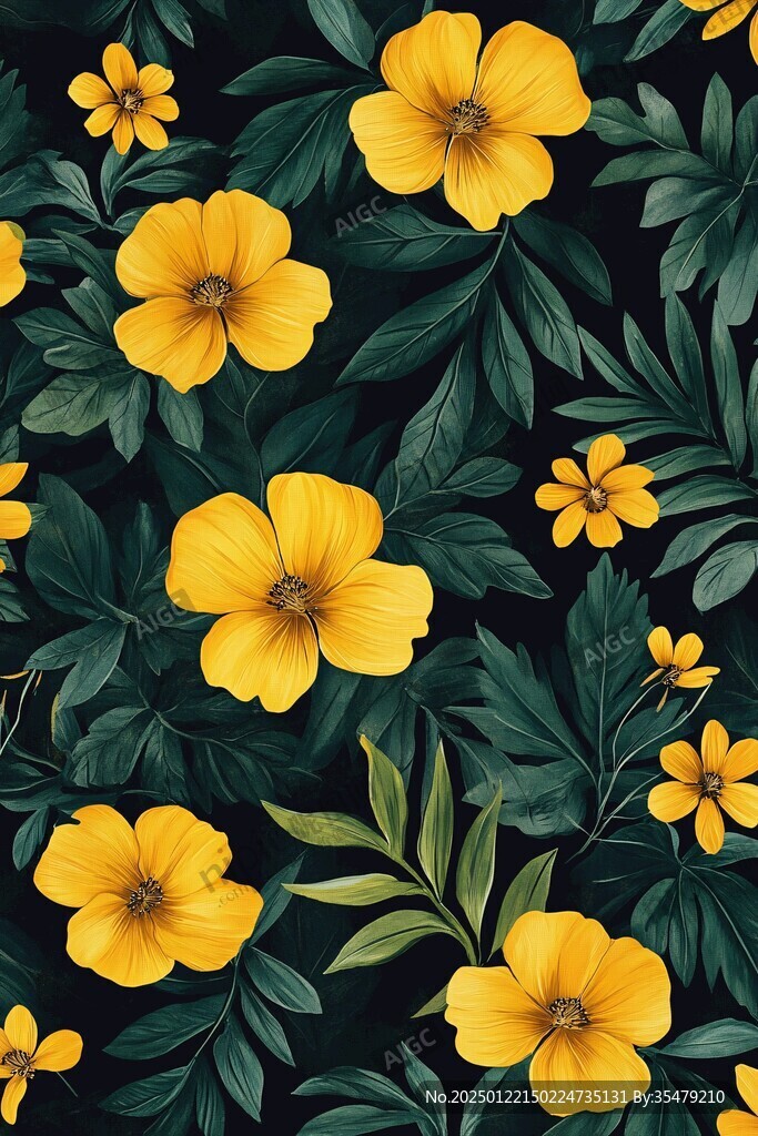 黃色鮮花綠葉
