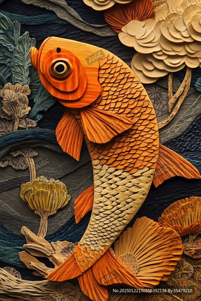 3d浮雕金魚鯉魚