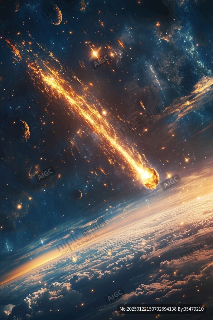 唯美宇宙星球流星
