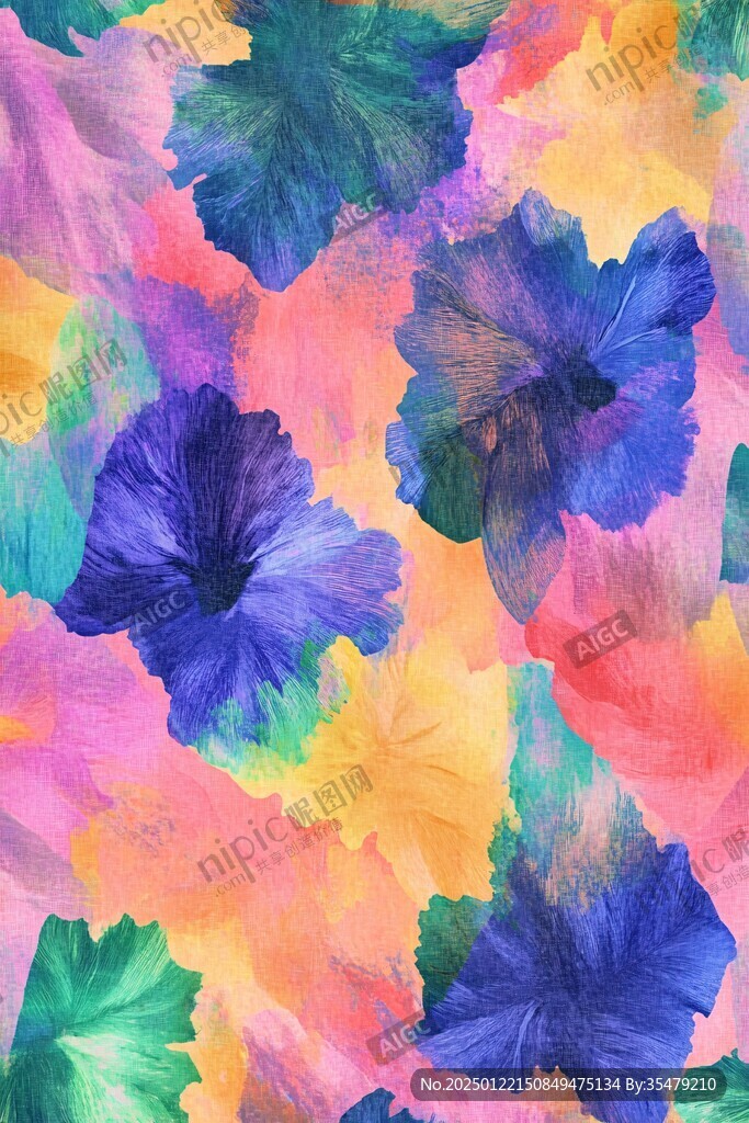 水彩蜀葵花