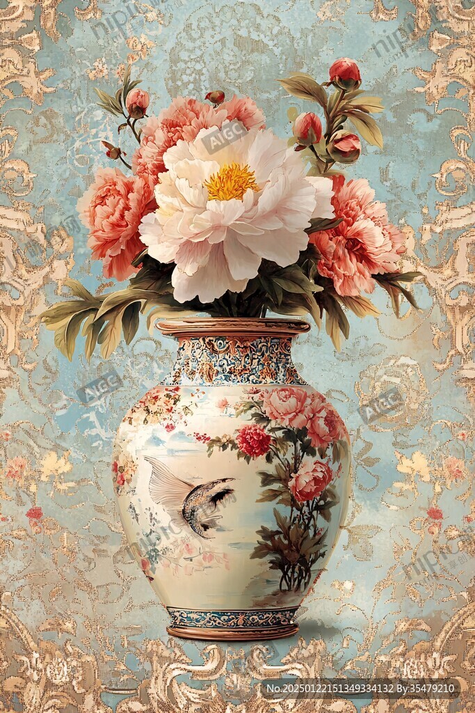 高清插畫(huà)宮廷靜物花卉