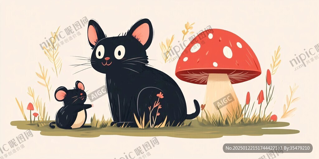 小黑貓插畫