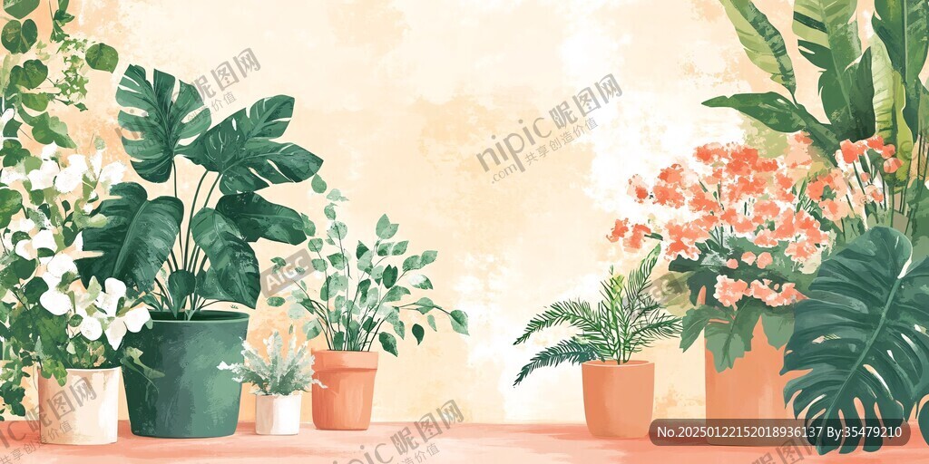 室內植物插畫