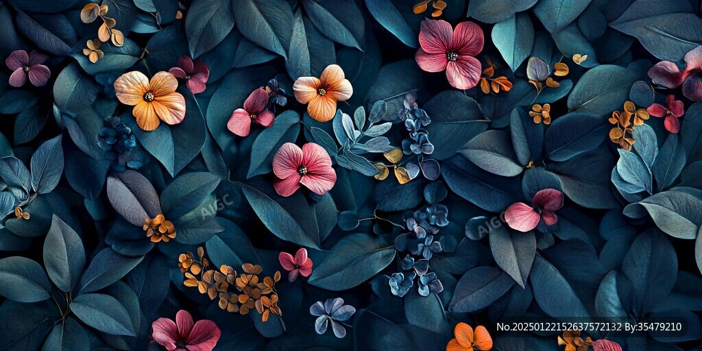 3d浮雕繽紛花卉