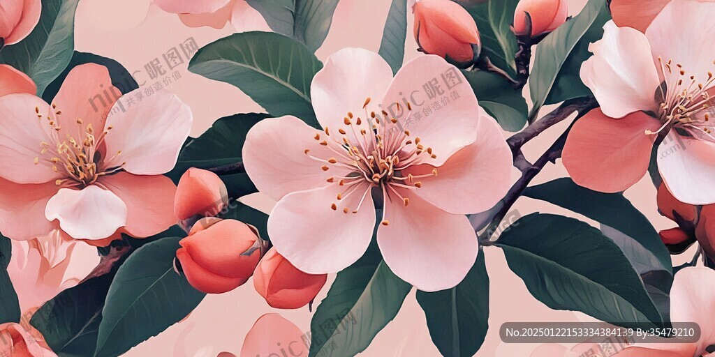 蘋果花插畫