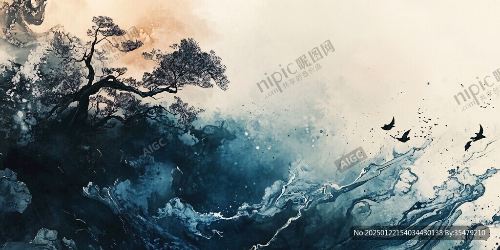 迎客松抽象裝飾畫