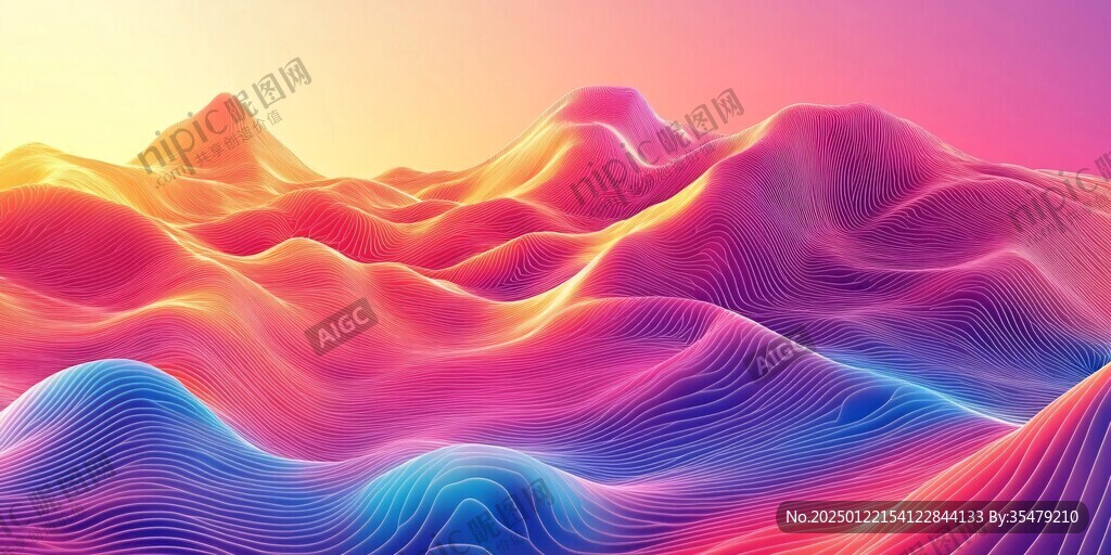 彩色線條山水背景