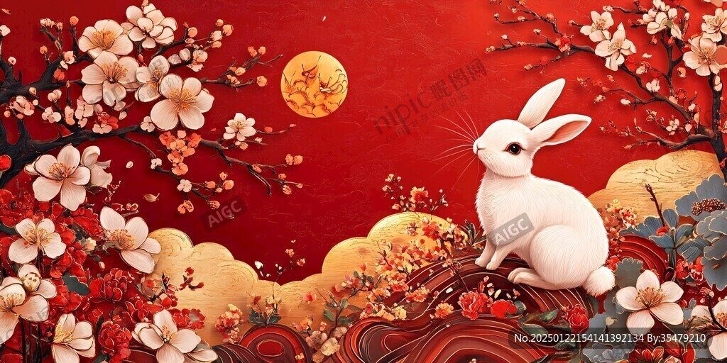 兔年中式插畫