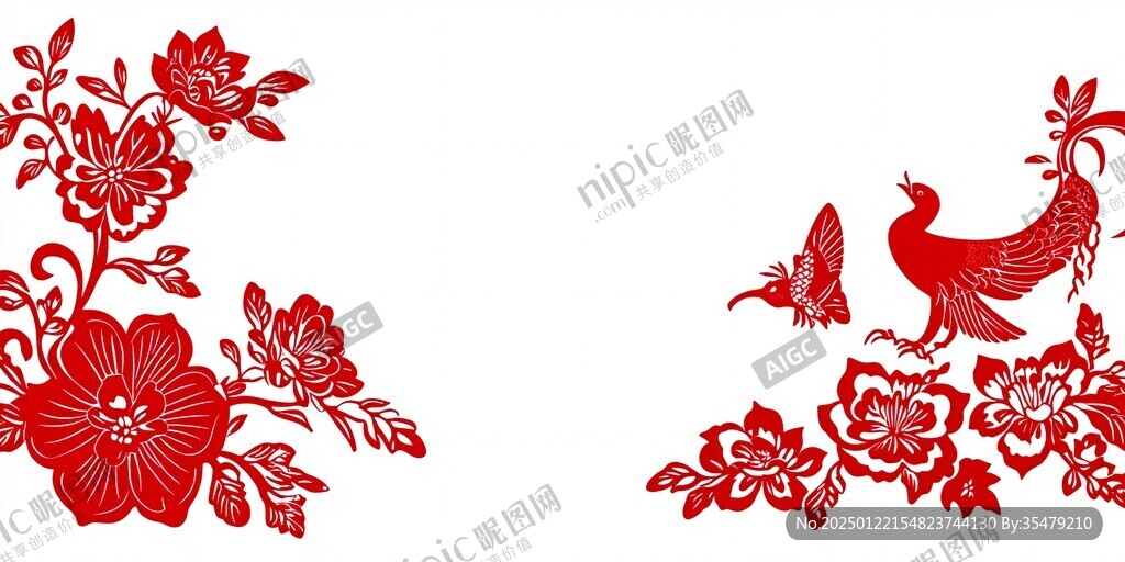 喜鵲菊花剪紙
