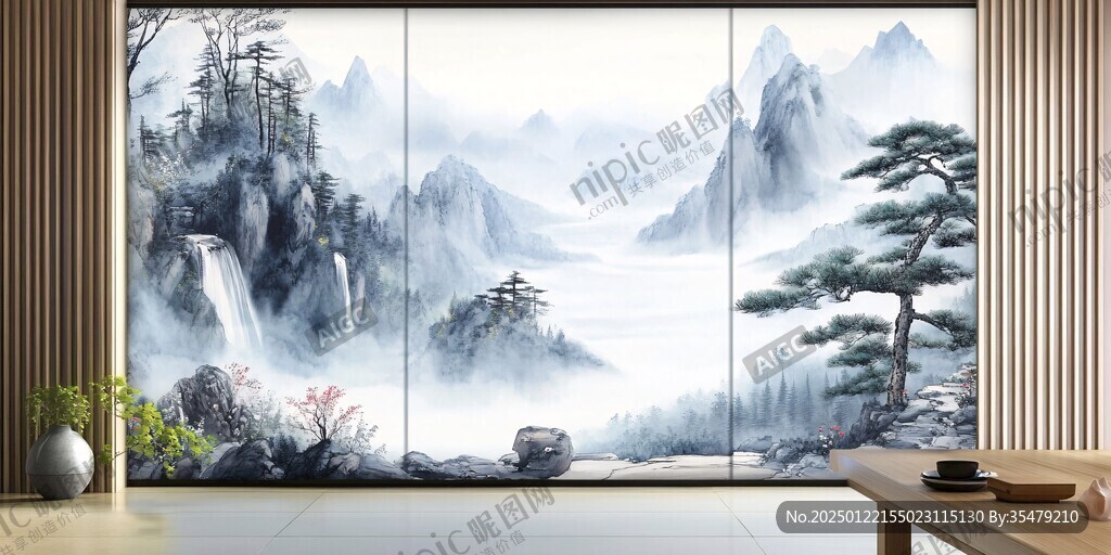 山水畫壁紙墻紙