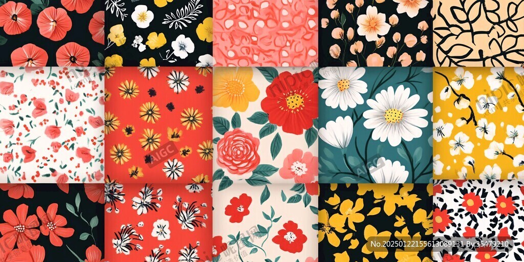 色塊花卉圖案