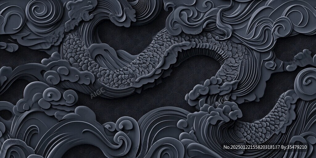 海水雙龍紋
