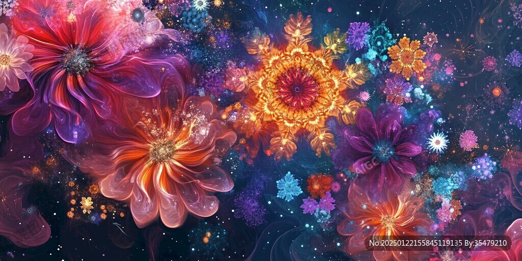 抽象花朵絢麗炫彩背景