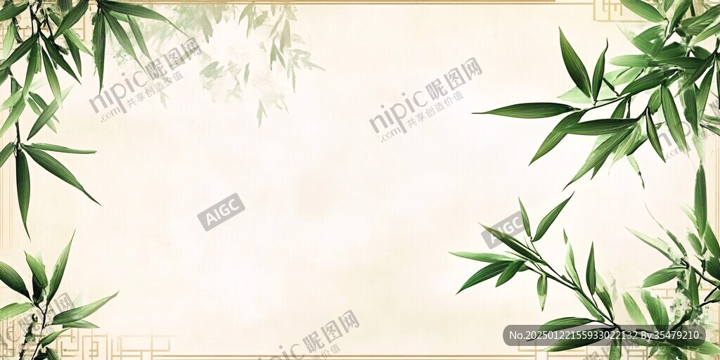 竹葉邊框背景素材