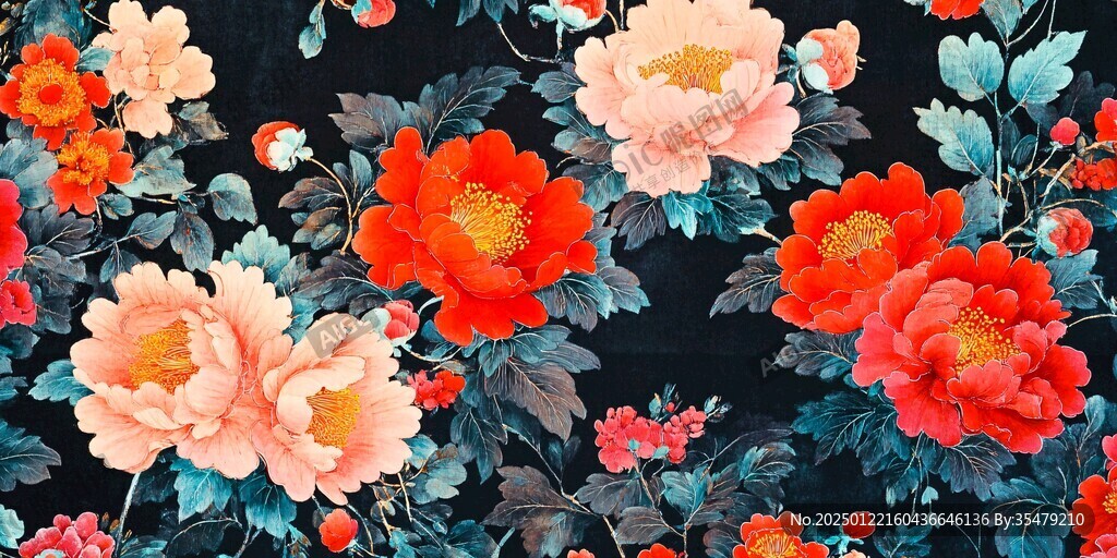 牡丹花布料