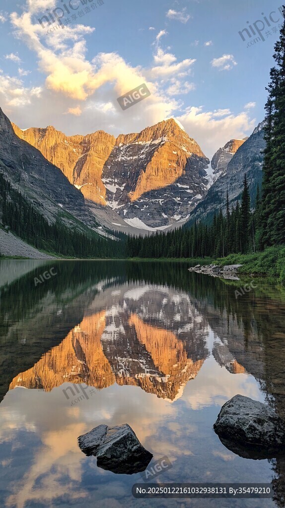 高山丘壑湖光倒影