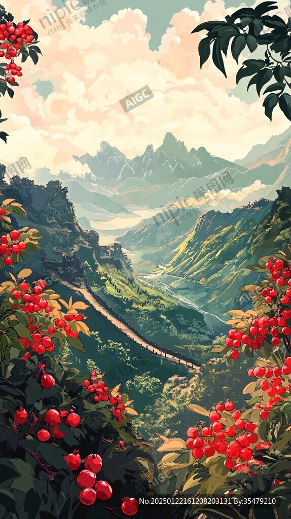 枸杞林插畫