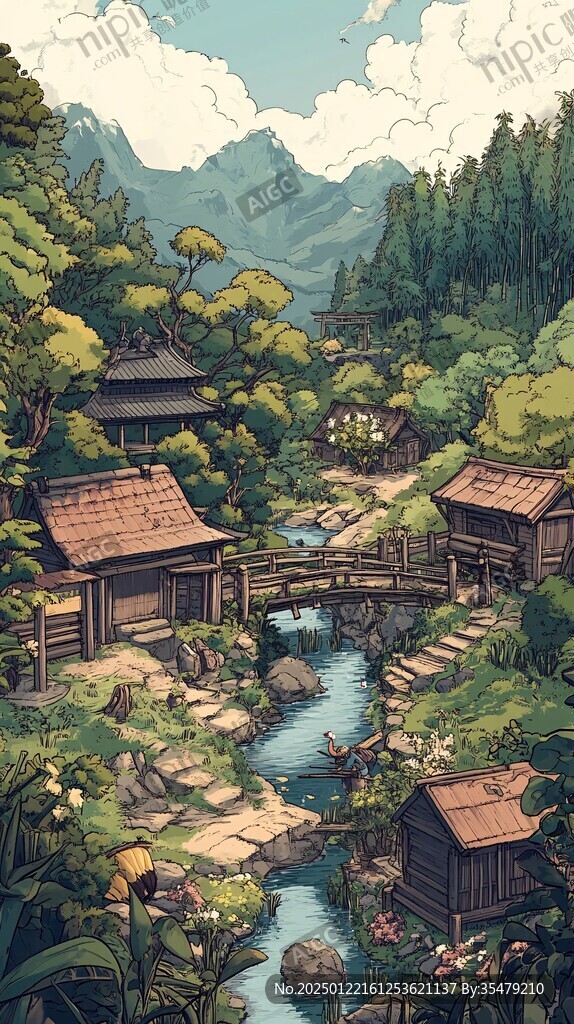 融水縣風(fēng)光插畫