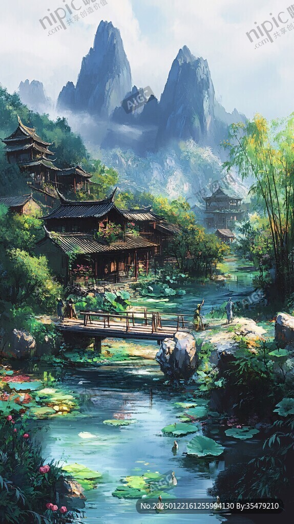 古風山水場景