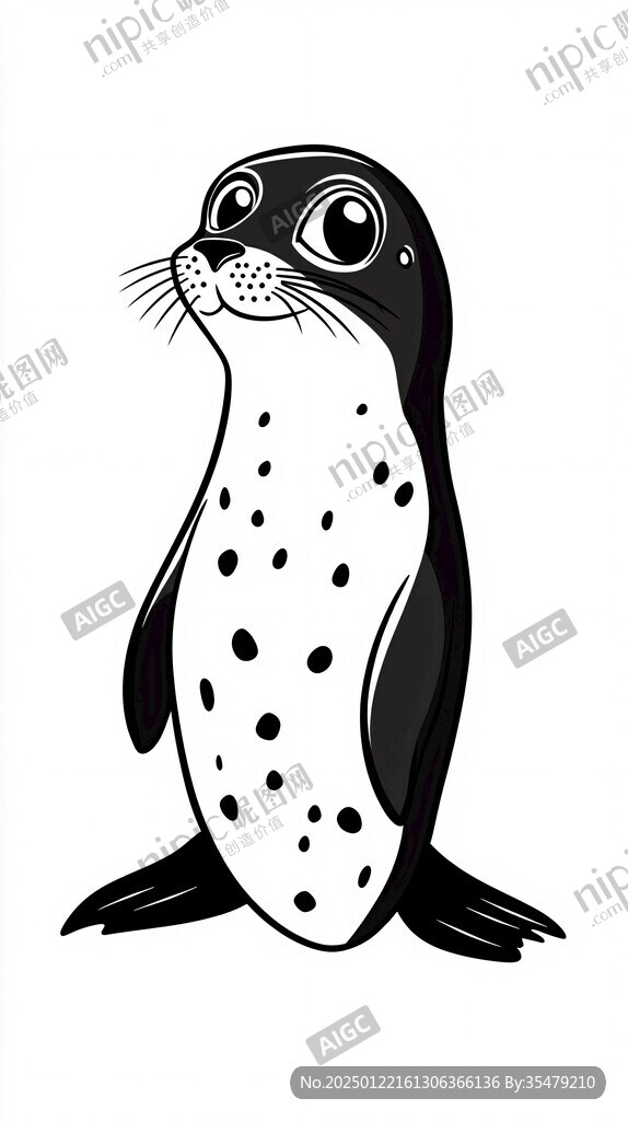 手繪海豹插畫
