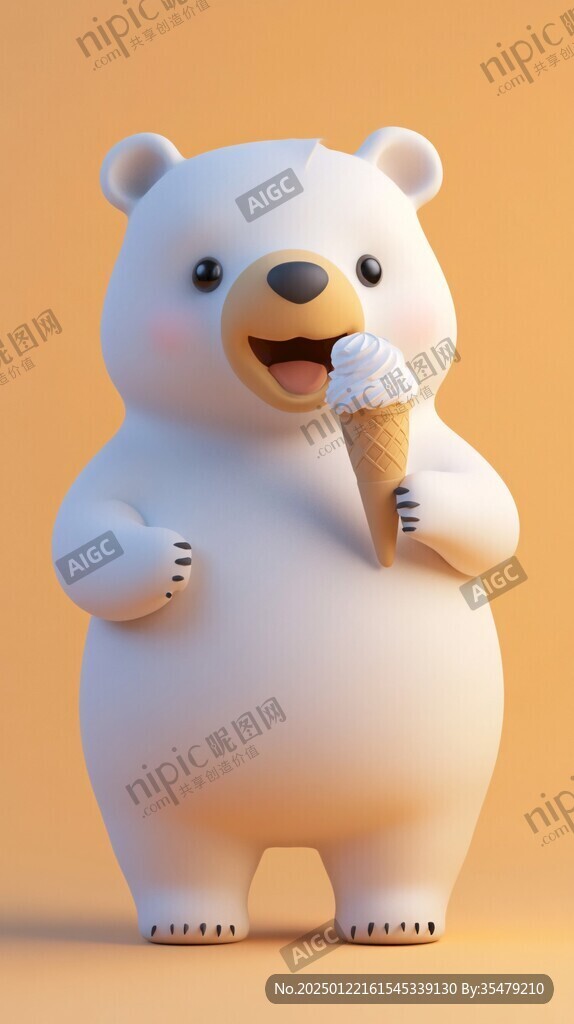 吃冰淇淋的小熊