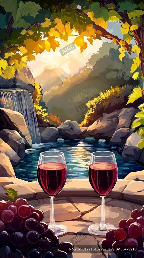 戶外紅酒無框畫