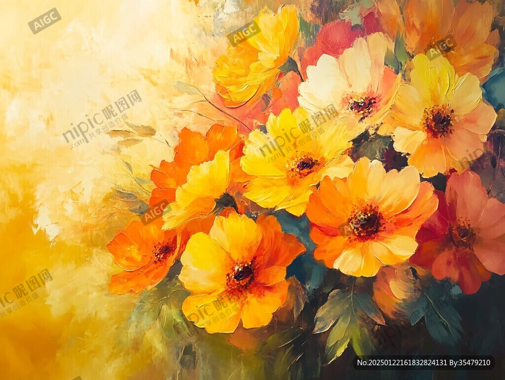 唯美花油畫