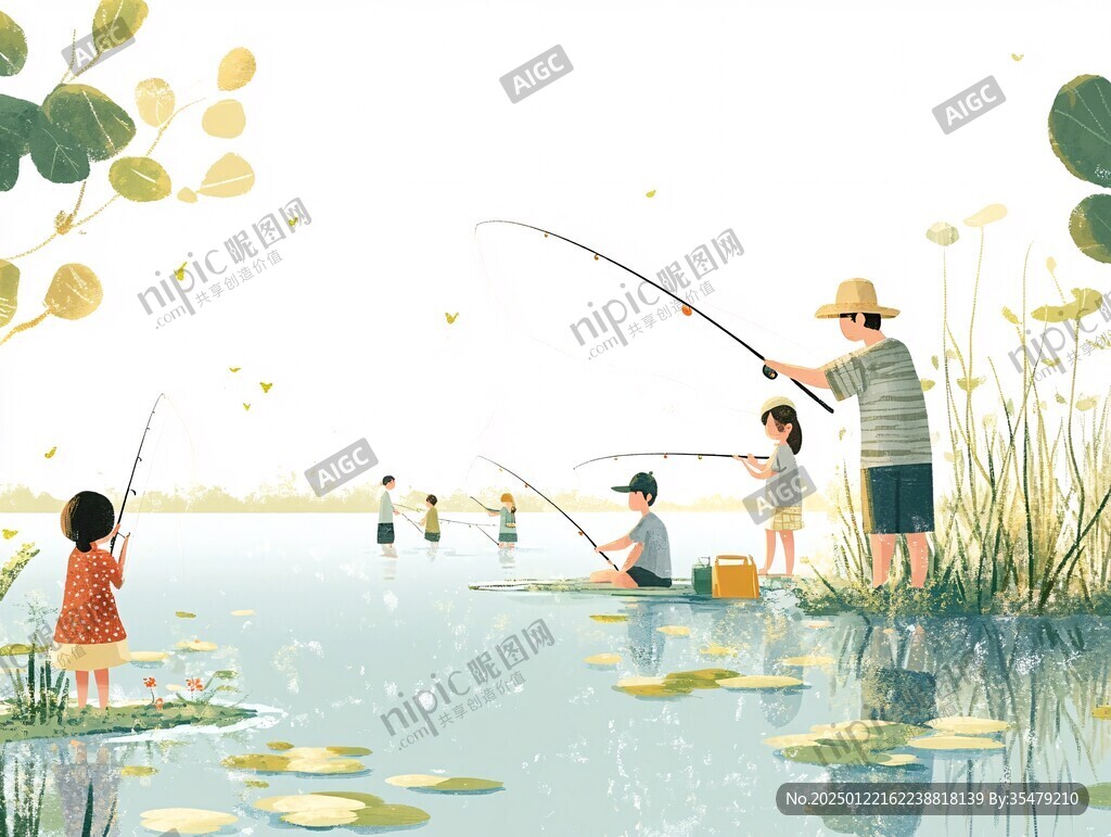 垂釣插畫