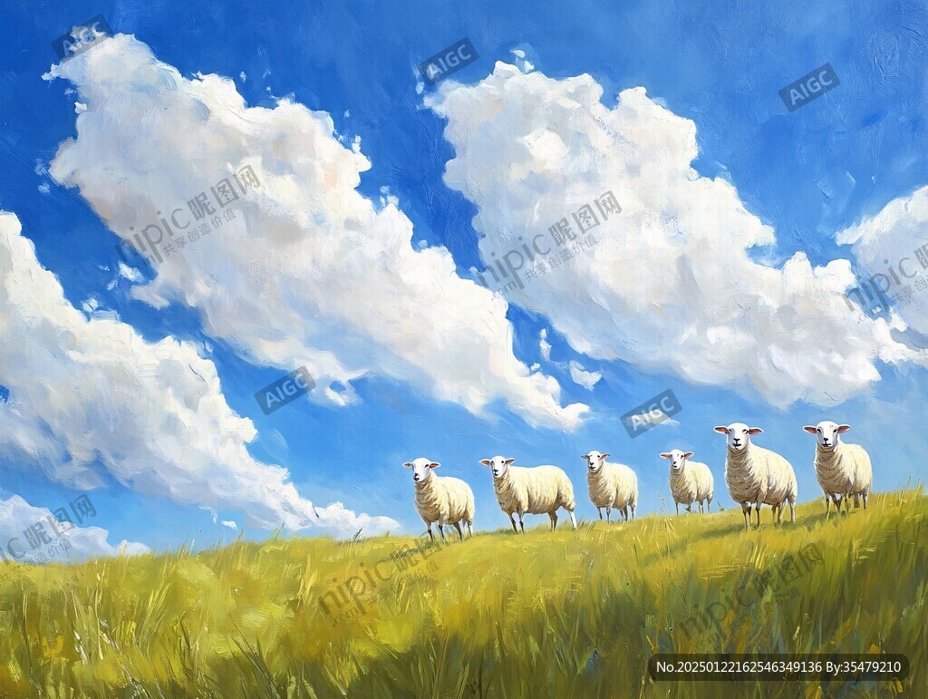 草原綿羊插畫