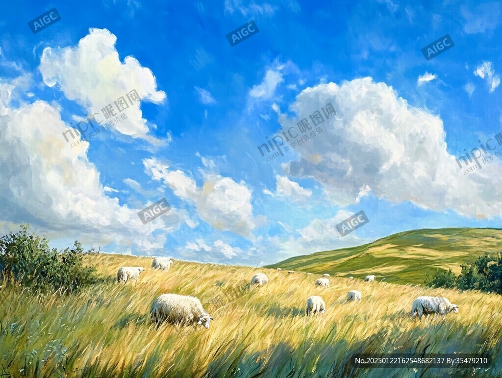 草原綿羊插畫