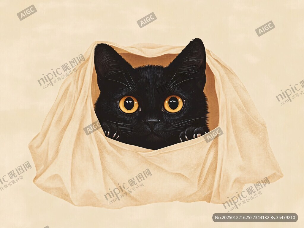 小黑貓插畫