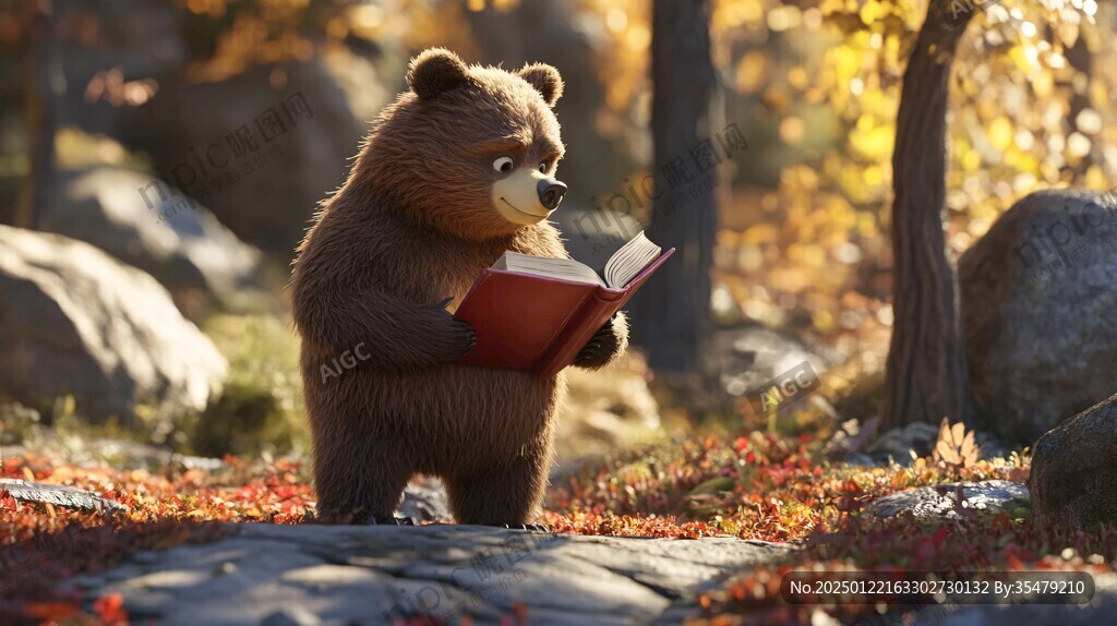 小熊抱著書