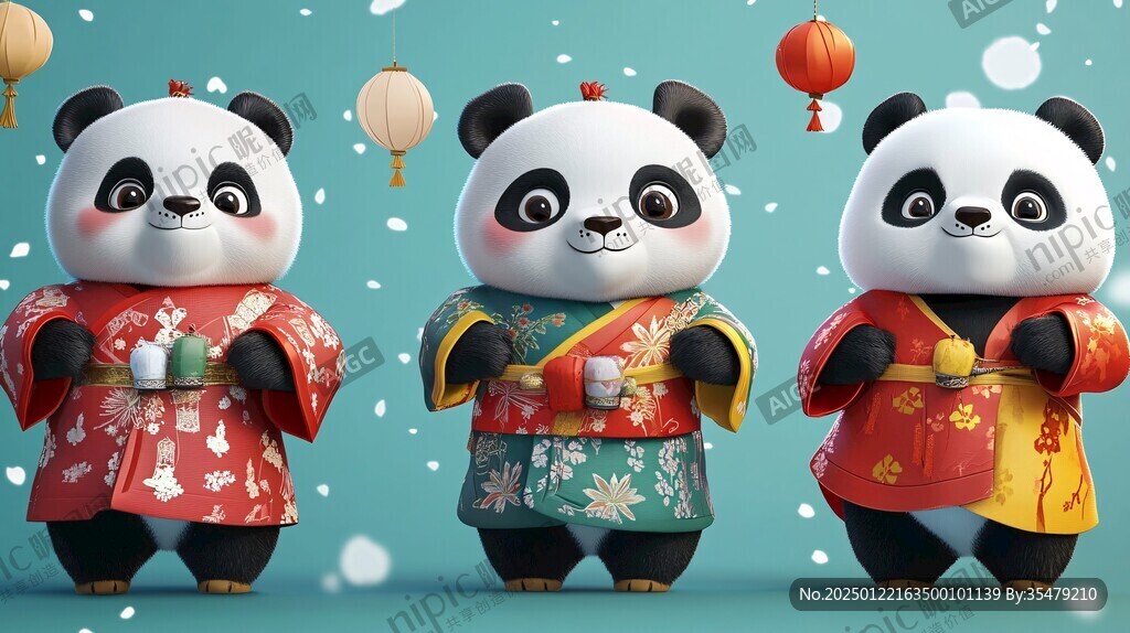 新年服飾熊貓