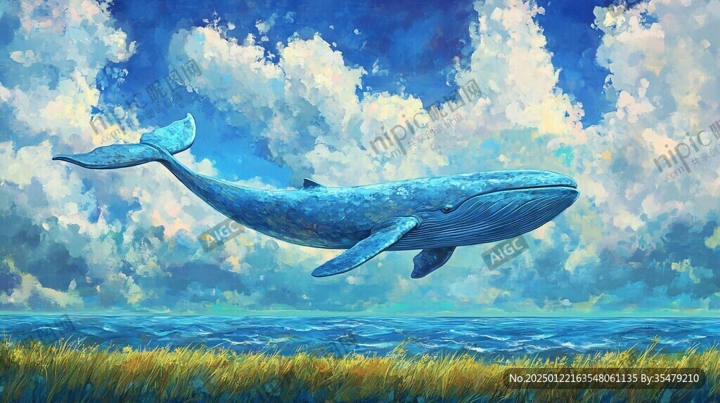 高清手繪鯨魚