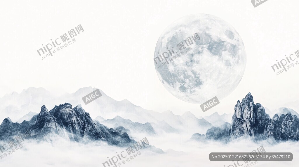 中秋山河背景