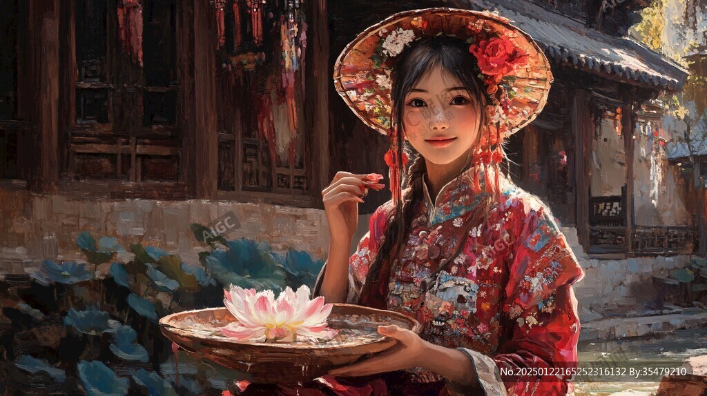 江南美女油畫