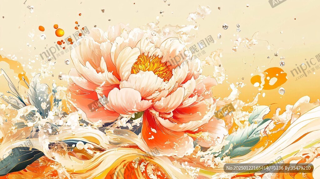 古風(fēng)海浪包裝插畫
