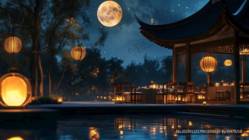 賞月乘涼聚會涼亭