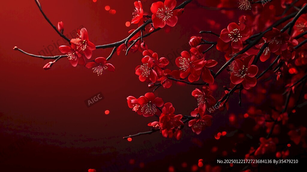 意境紅梅花喜上眉梢