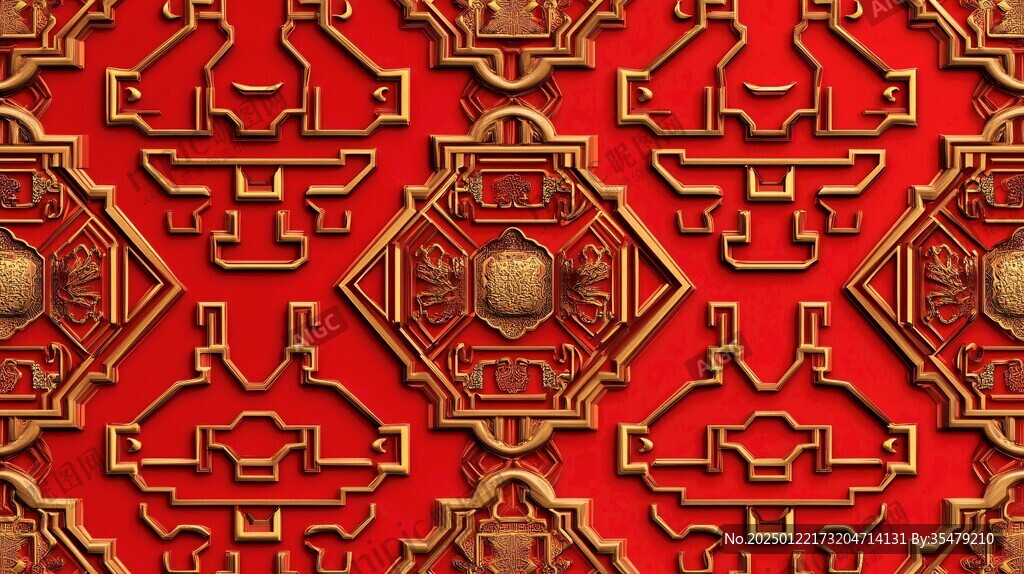 紅色浮雕圖案