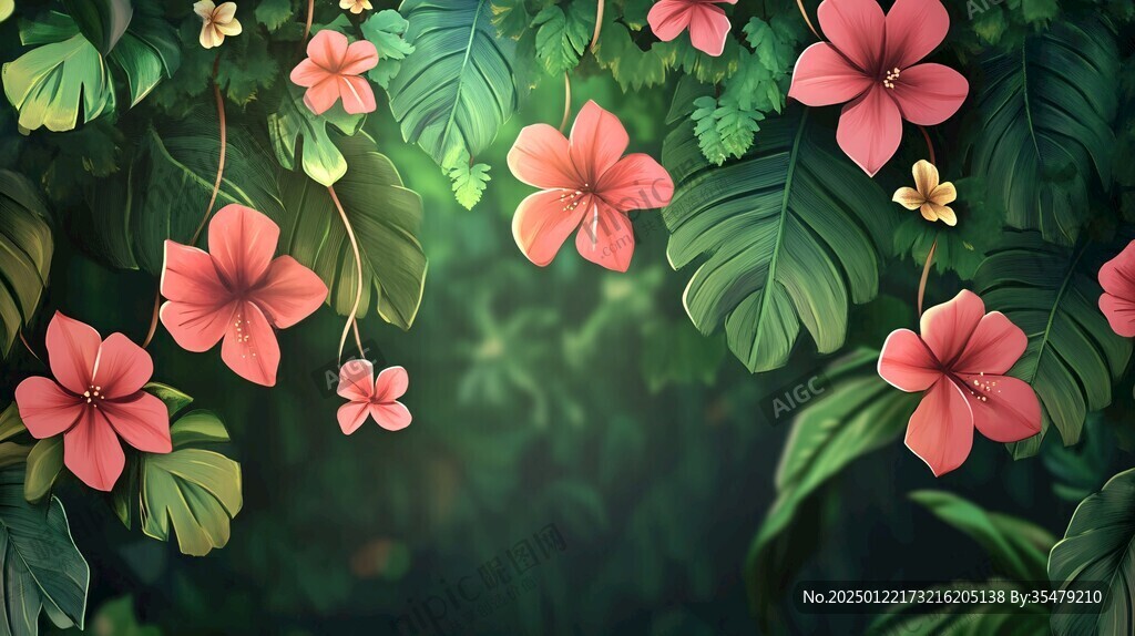熱帶雨林花草樹木背景
