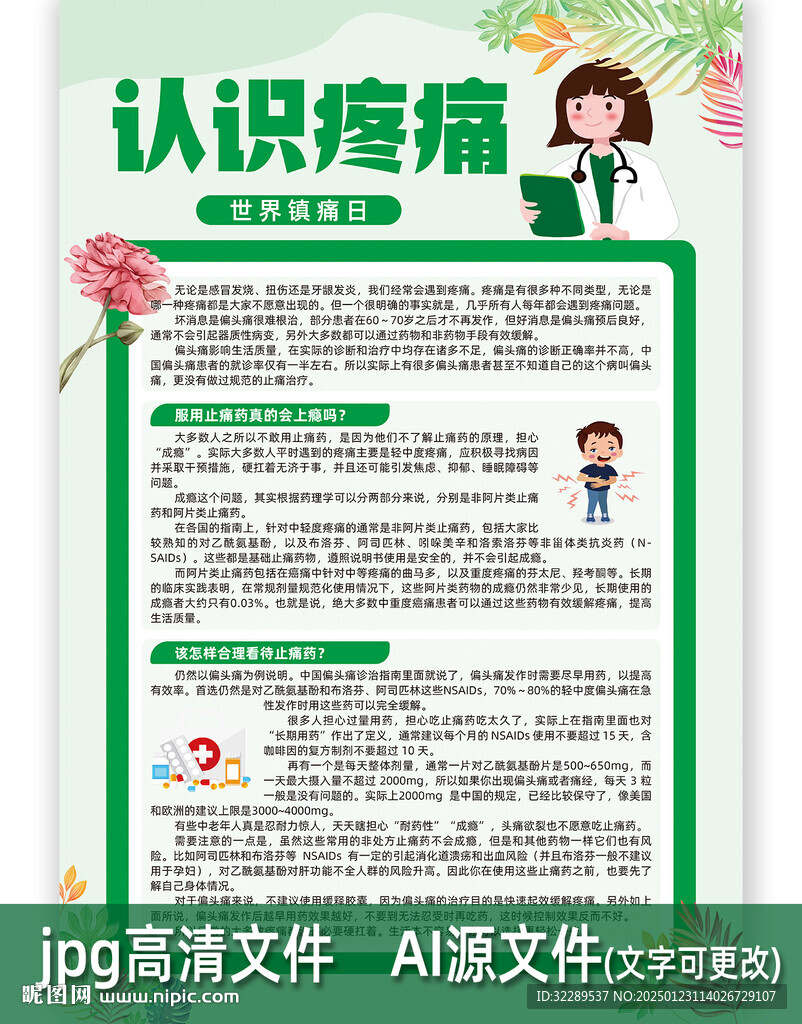 世界鎮痛日認識疼痛海報