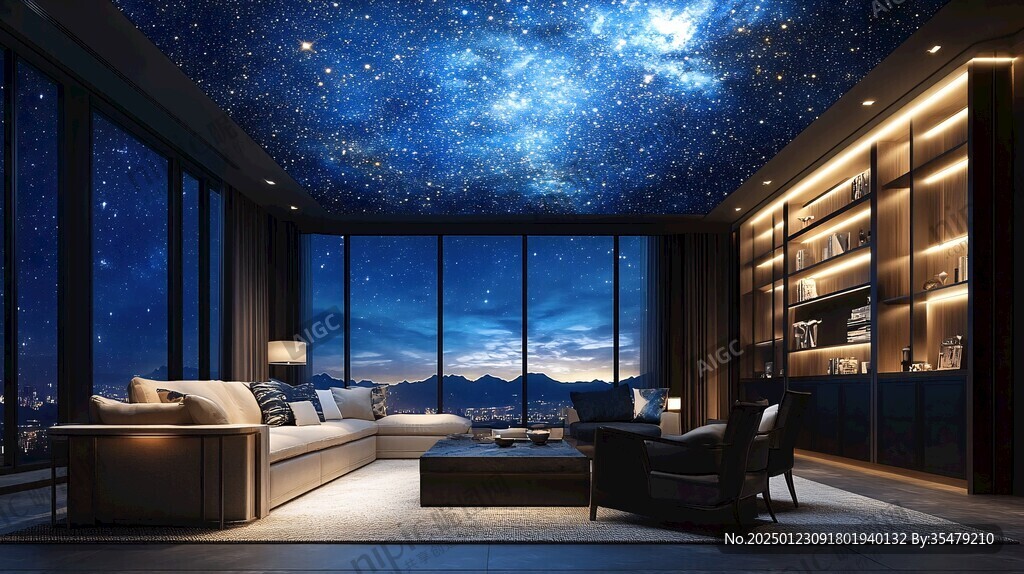 休閑室夜景效果圖