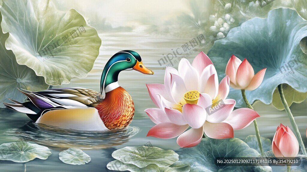 意境蓮花鴛鴦