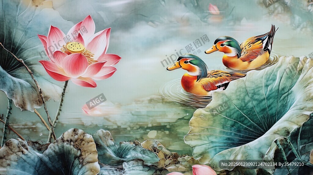 意境蓮花鴛鴦