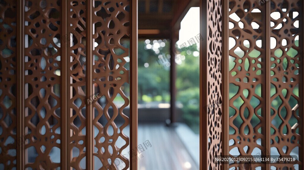 高檔小區(qū)內(nèi)景中式屏風(fēng)