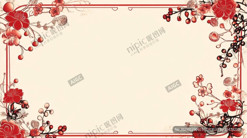 紅色梅花邊框紋理