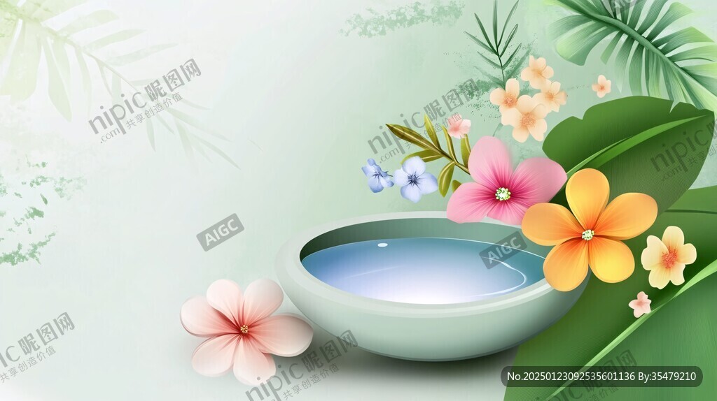 清涼花草背景