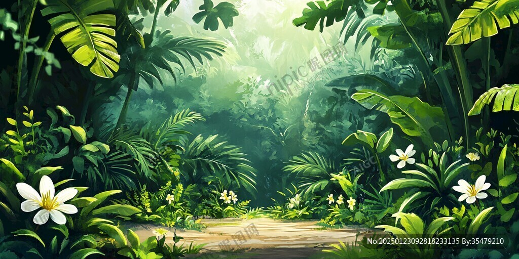 熱帶雨林花草樹木背景